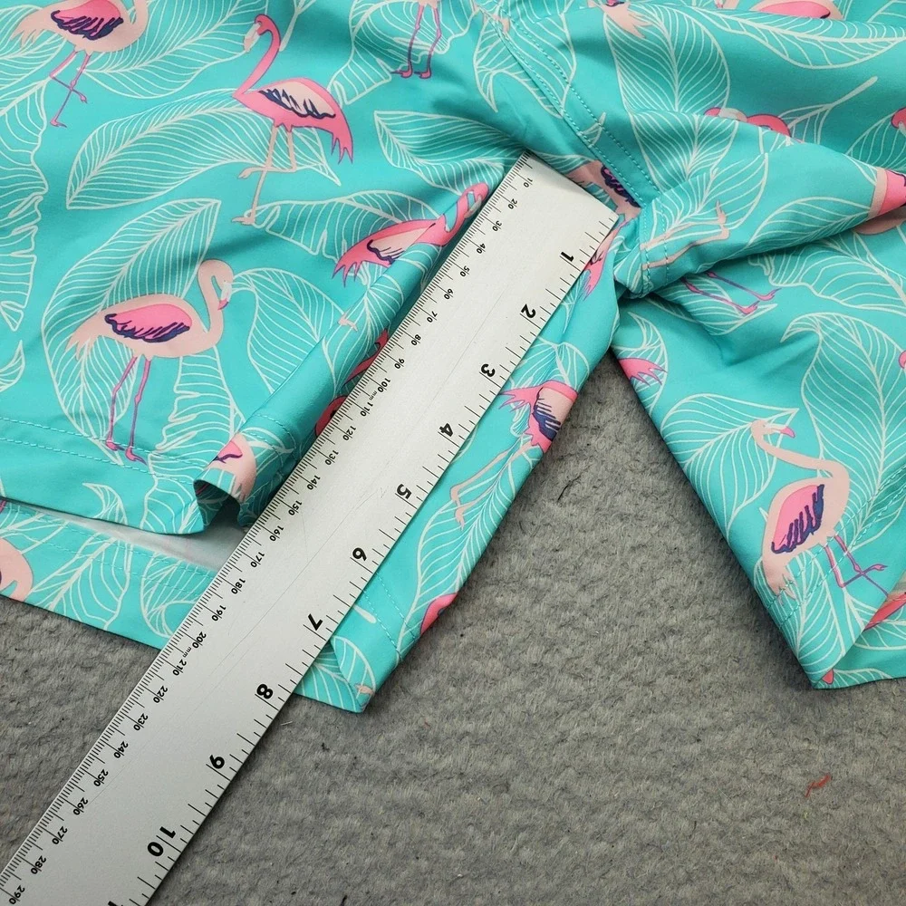 Trinity Coast‎ Swim Trunk Shorts Mens 2XL Multi Flamingo Print Mesh Lined UPF 50